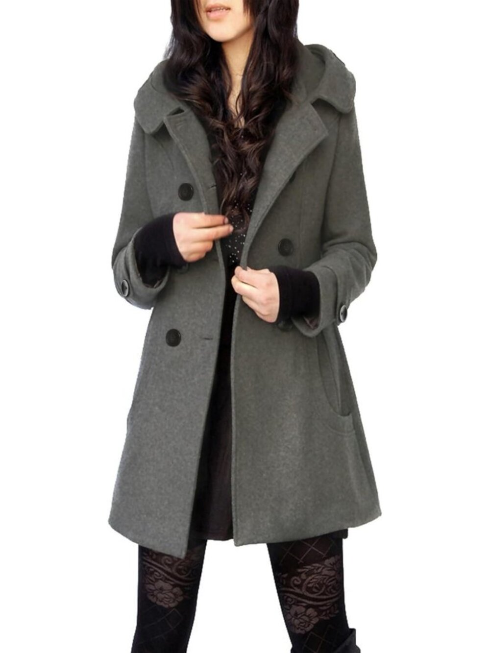 Cozy Hooded Wool Blend Peacoat for Women | Mid-Length Stylish Outerwear